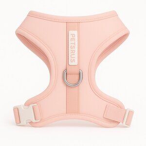 PETsRUS Premium No Pull Dog Harness 2 Leash Clips Baby Pink Leather Neoprene
